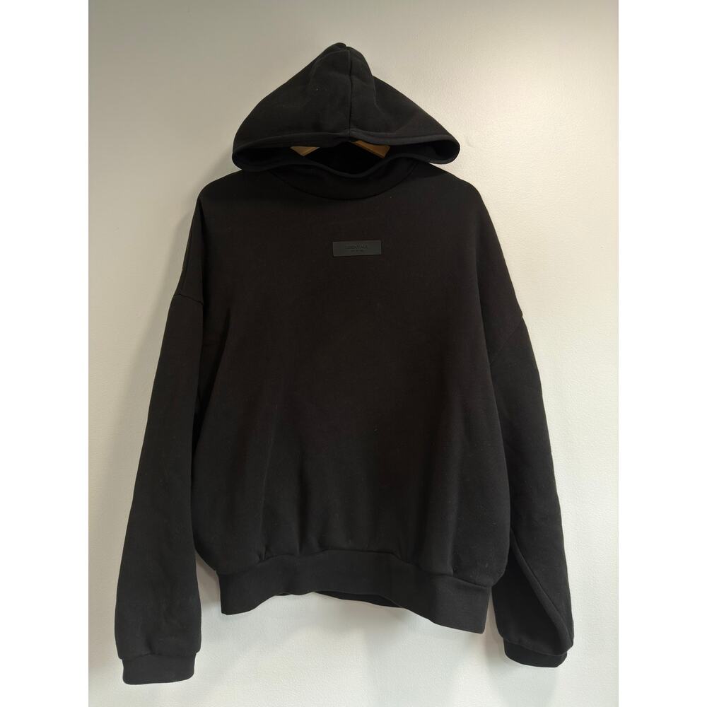 Fear of God Essentials Chest Logo Hoodie Jet Black Casual Versatile Small